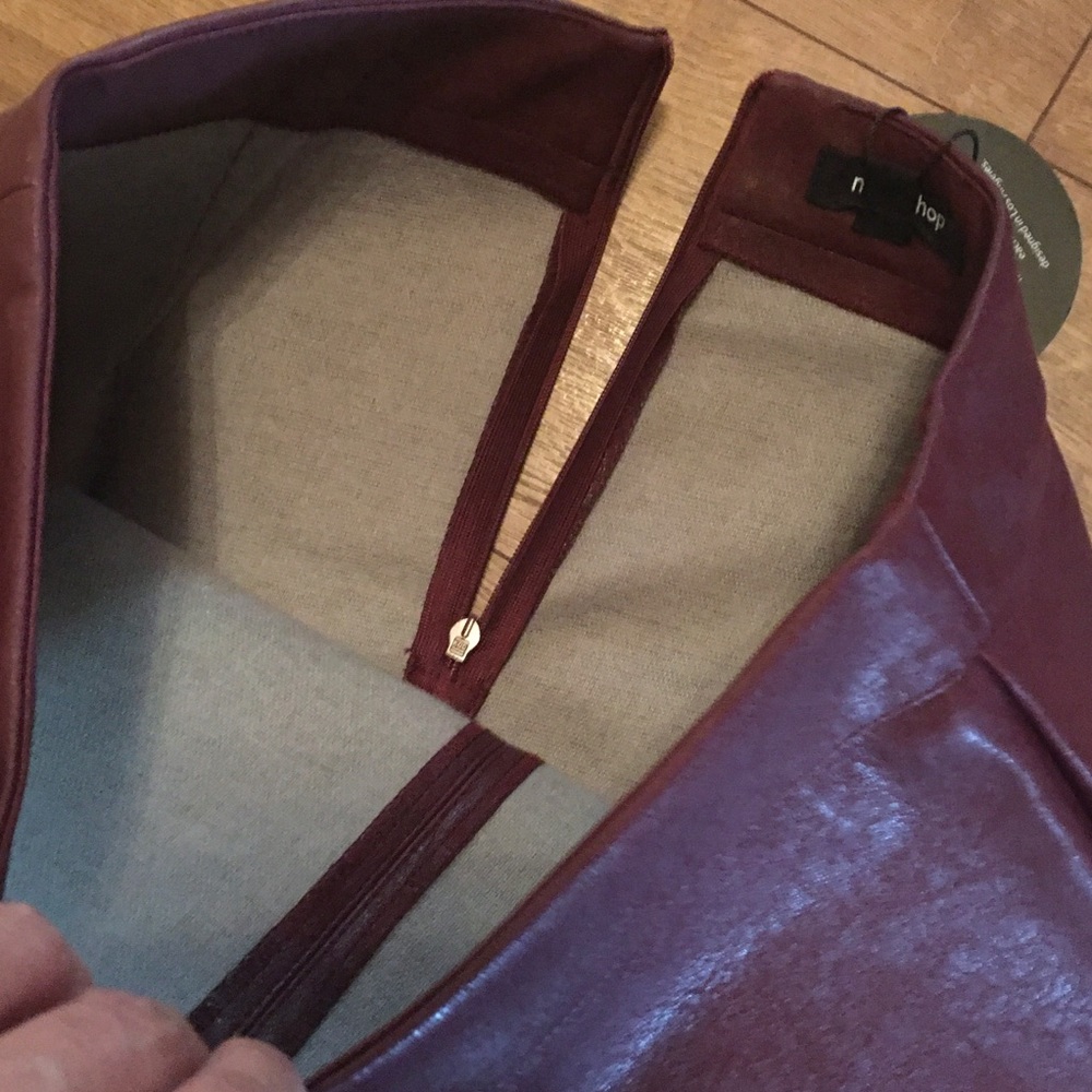 VEGAN LEATHER BURGUNDY SKIRT SOFT LINING - Picture 11 of 15
